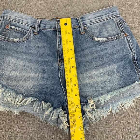 Vanilla Star Festival Short Jean Shorts 100% Cotton W/ Fringe‎ Distressed Size 7 - Picture 7 of 12